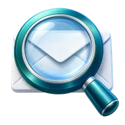 Loupe logo: a teal magnifying glass over a white envelope